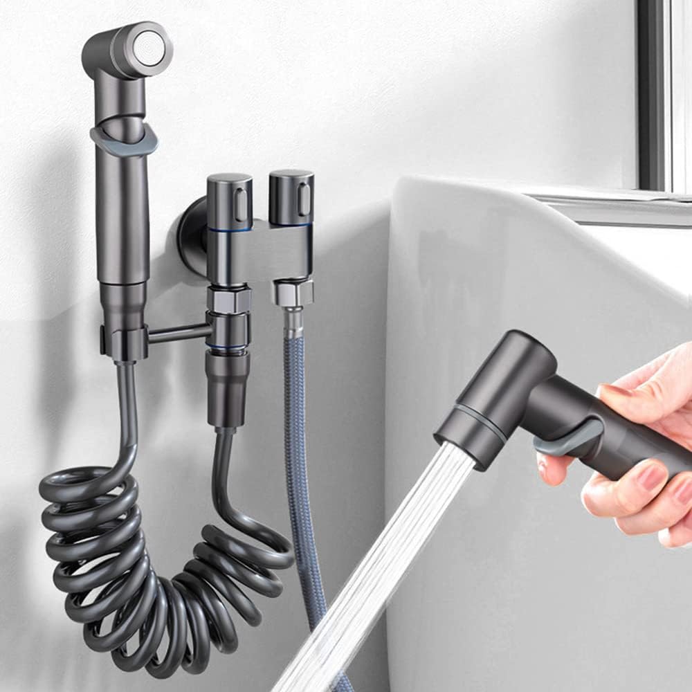 Ducha Bide Premium Color Gun Metal Grafito con Manguera Resorte