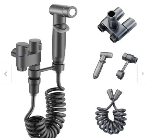 Ducha Bide Premium Color Gun Metal Grafito con Manguera Resorte