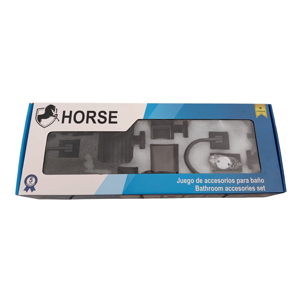 SET Juego de 7 Accesorios de Baño Acero Negro Mate Premium