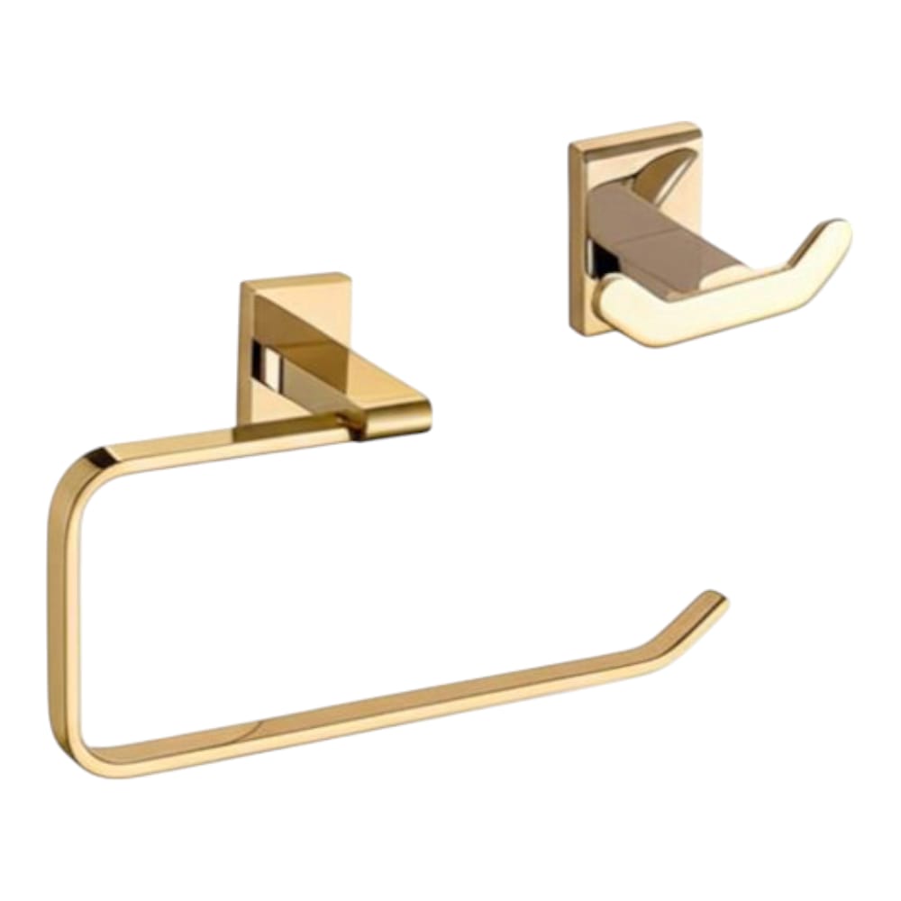 SET Juego de 7 Accesorios de Baño Acero Premium - Dorado Oro Brillante