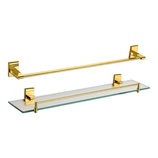 SET Juego de 7 Accesorios de Baño Acero Premium - Dorado Oro Brillante
