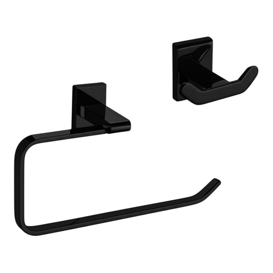SET Juego de 7 Accesorios de Baño Acero Negro Mate Premium