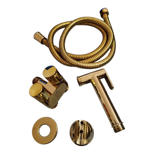 Combo Bidé Premium Color Dorado Brillante con Válvula y manguera 150cm