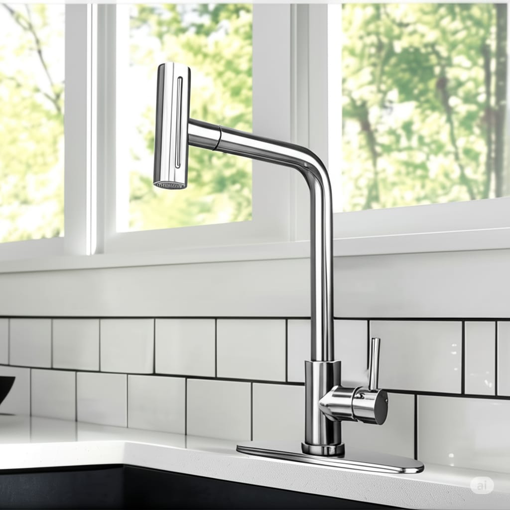 Grifo Mezcladora Cocina Mueble con 4 Modos de Flujo Extraíble Cromado