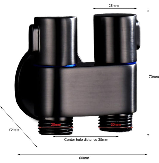 Válvula Doble Angular para Bidé o Inodoro Negro Mate Acero Pesado