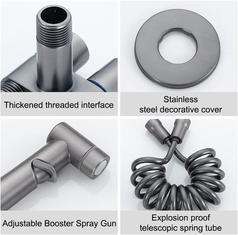 Ducha Bide Premium Color Gun Metal Grafito con Manguera Resorte
