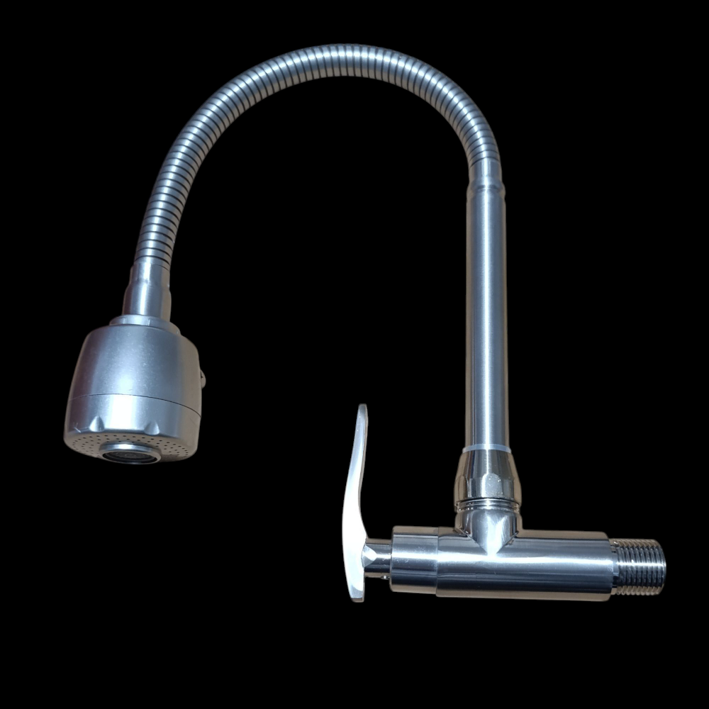 Grifo Caño Cocina Pared Flexible 360° Acero Satinado Mate