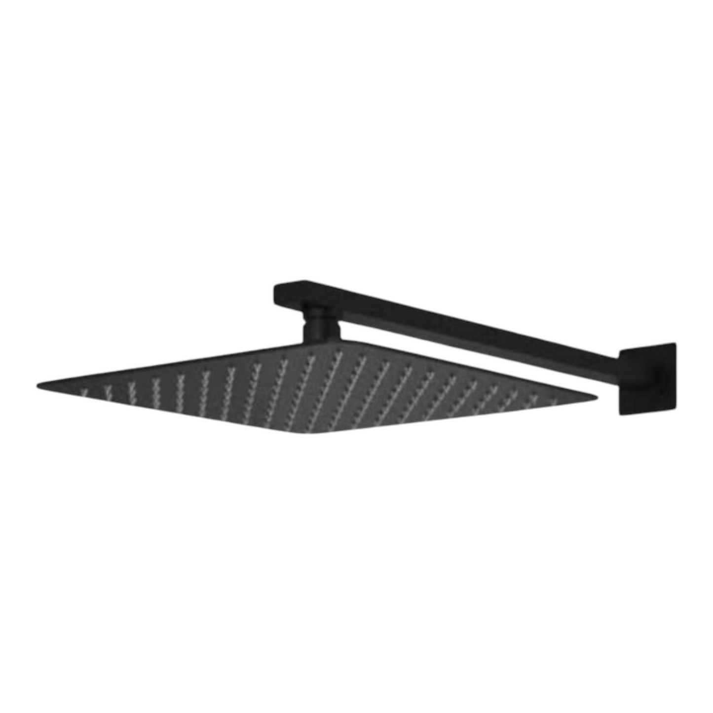 Cabezal Ducha Negro Mate Cuadrado ultra plano 20x20cm Acero Inox SS201