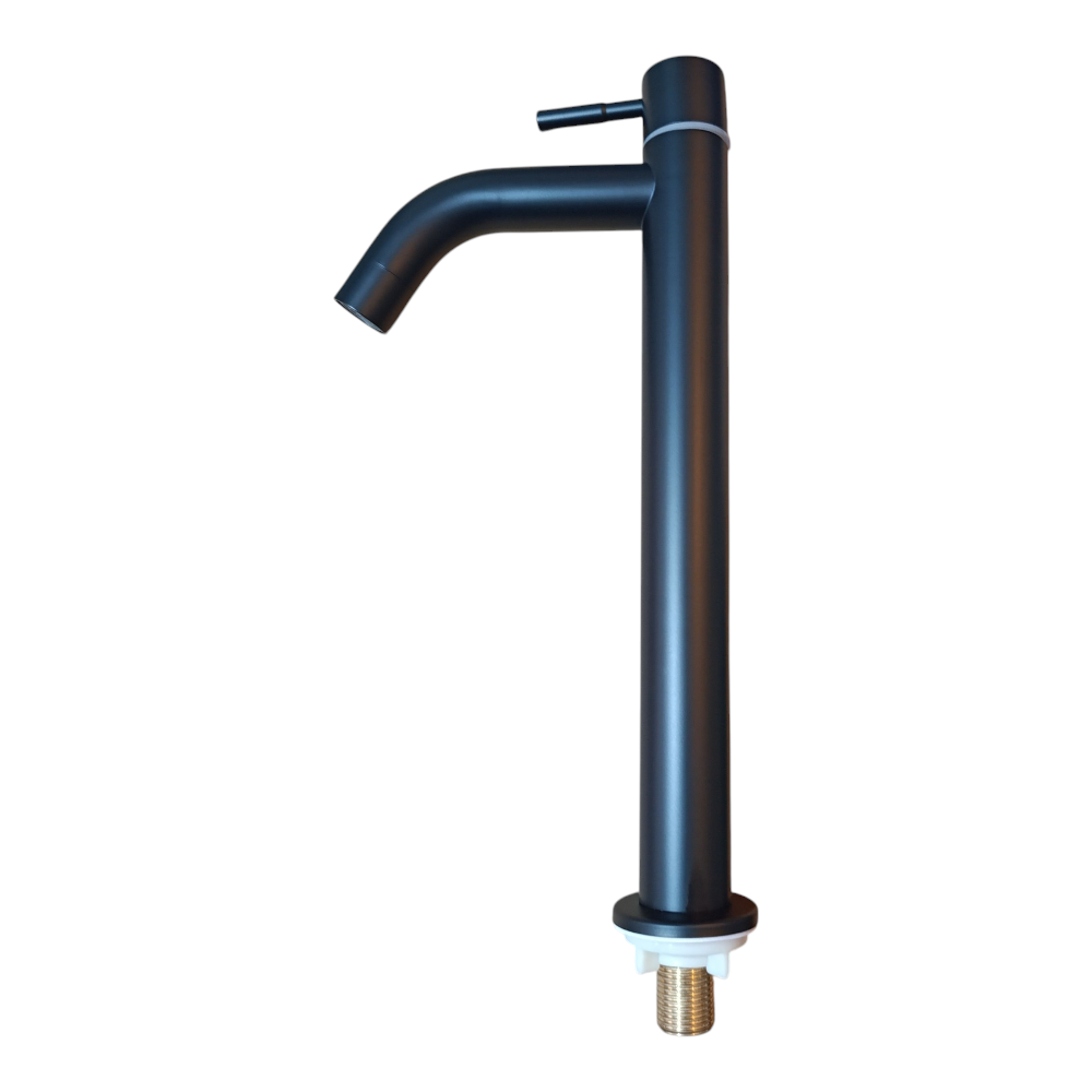 Grifo Caño Ovalin o bowl Liviano de 30cm de Acero Negro Mate