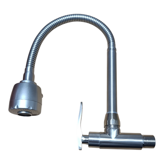 Grifo Caño Cocina Pared Flexible 360° Acero Satinado Mate