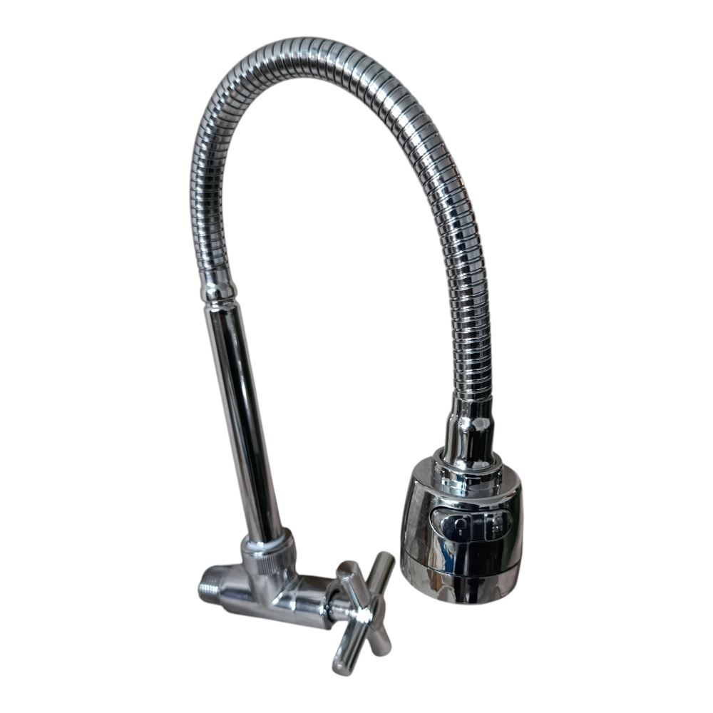 Grifo Caño Cocina Cruceta Pared Flexible Acero Cromado semi pesado