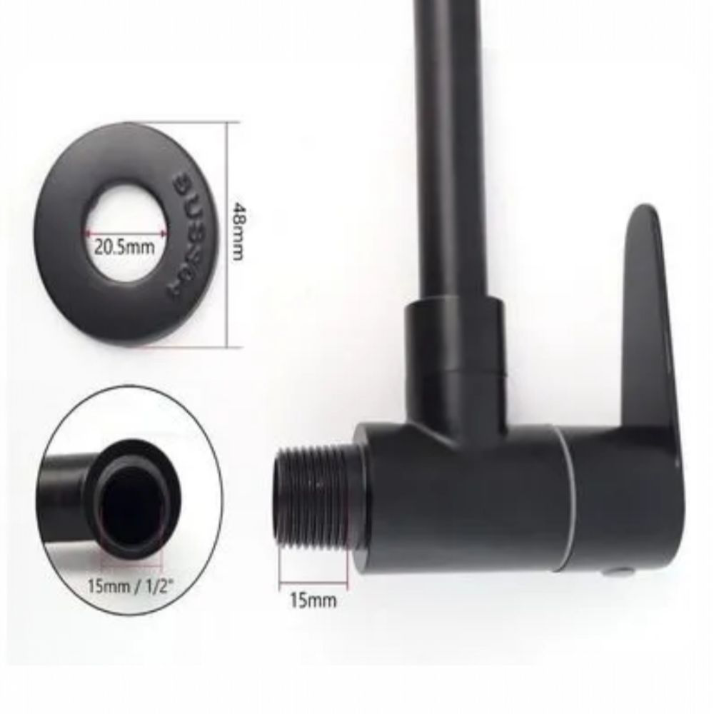Grifo Llave Cocina pared agua fría cuello flexible NEGRO MATE