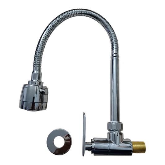 Grifo Caño Pared Pesado de Cocina Bronce Cromado agua fría flexible