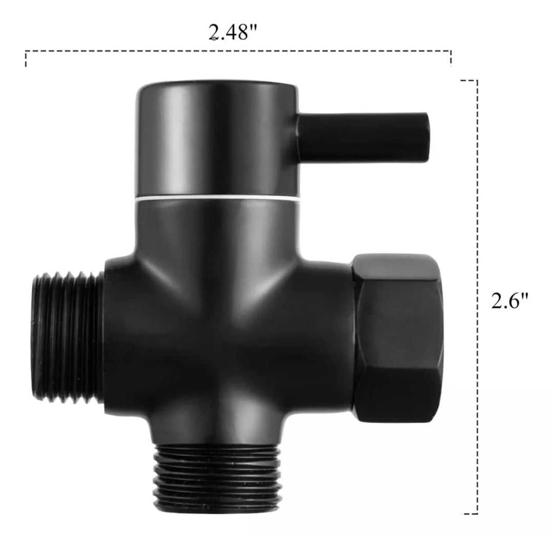 Válvula Desviadora para Cabezal de Ducha o bidé Negro Mate en Acero