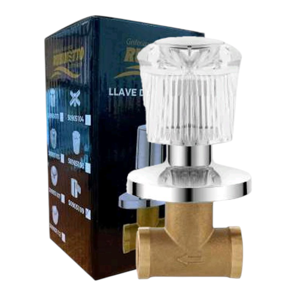 Llave Manija Acrilica de Ducha pesada Agua fría cuerpo pesado bronce