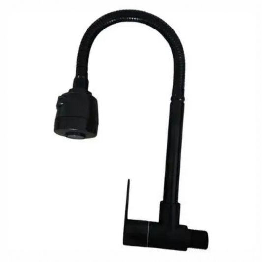 Grifo Llave Cocina pared agua fría cuello flexible NEGRO MATE