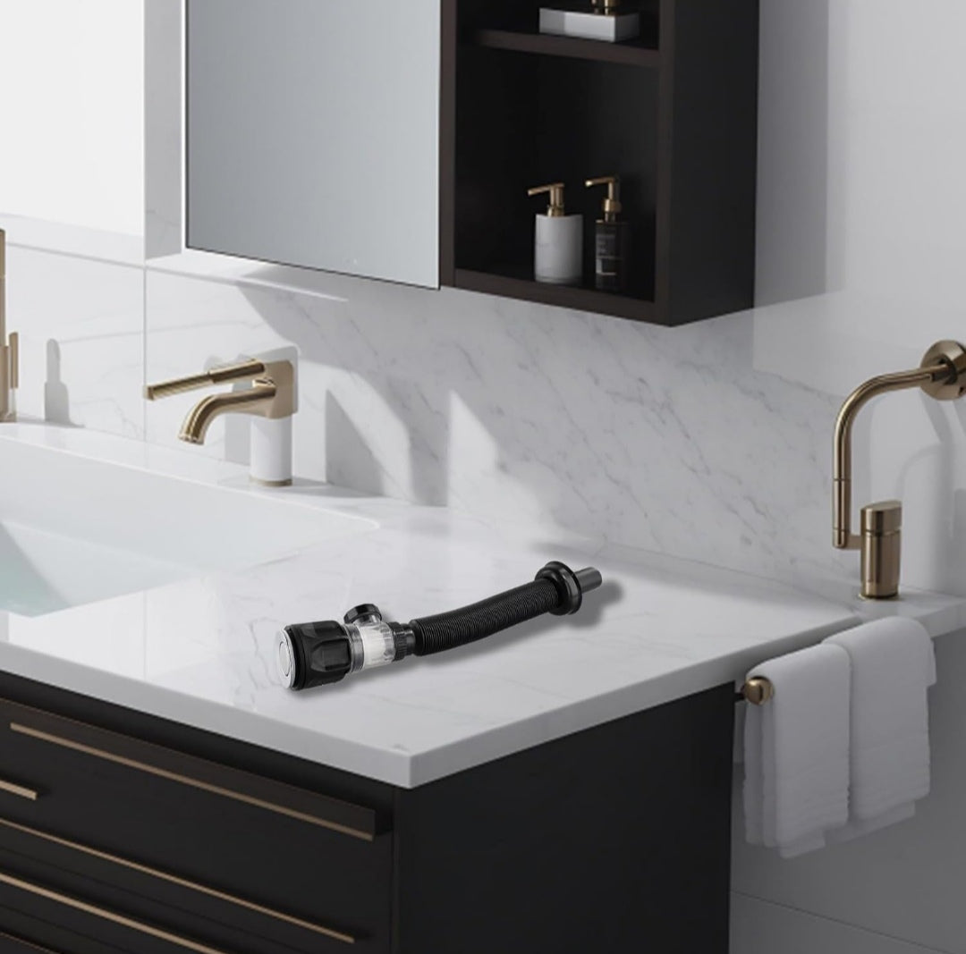 Desague Sifón flexible Negro con anti olor Push para Cocina o Baño