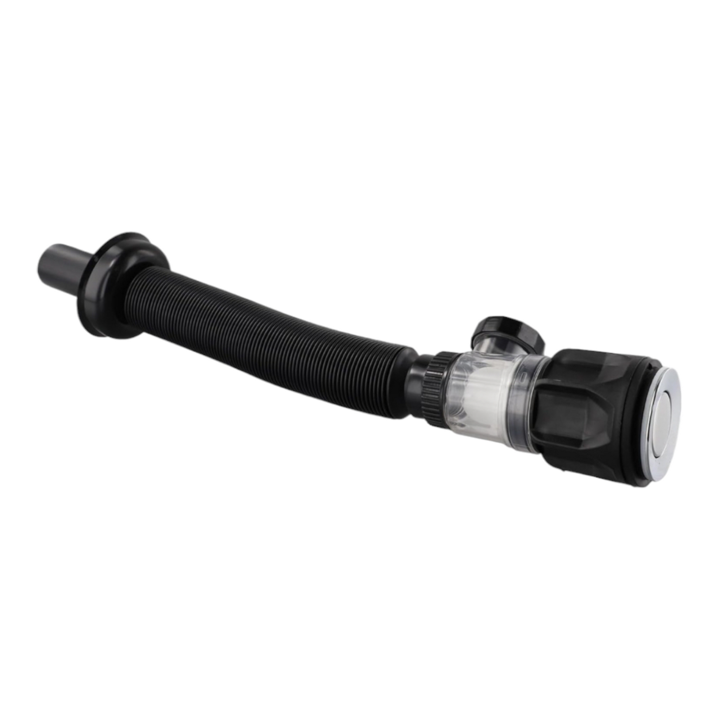 Desague Sifón flexible Negro con anti olor Push para Cocina o Baño