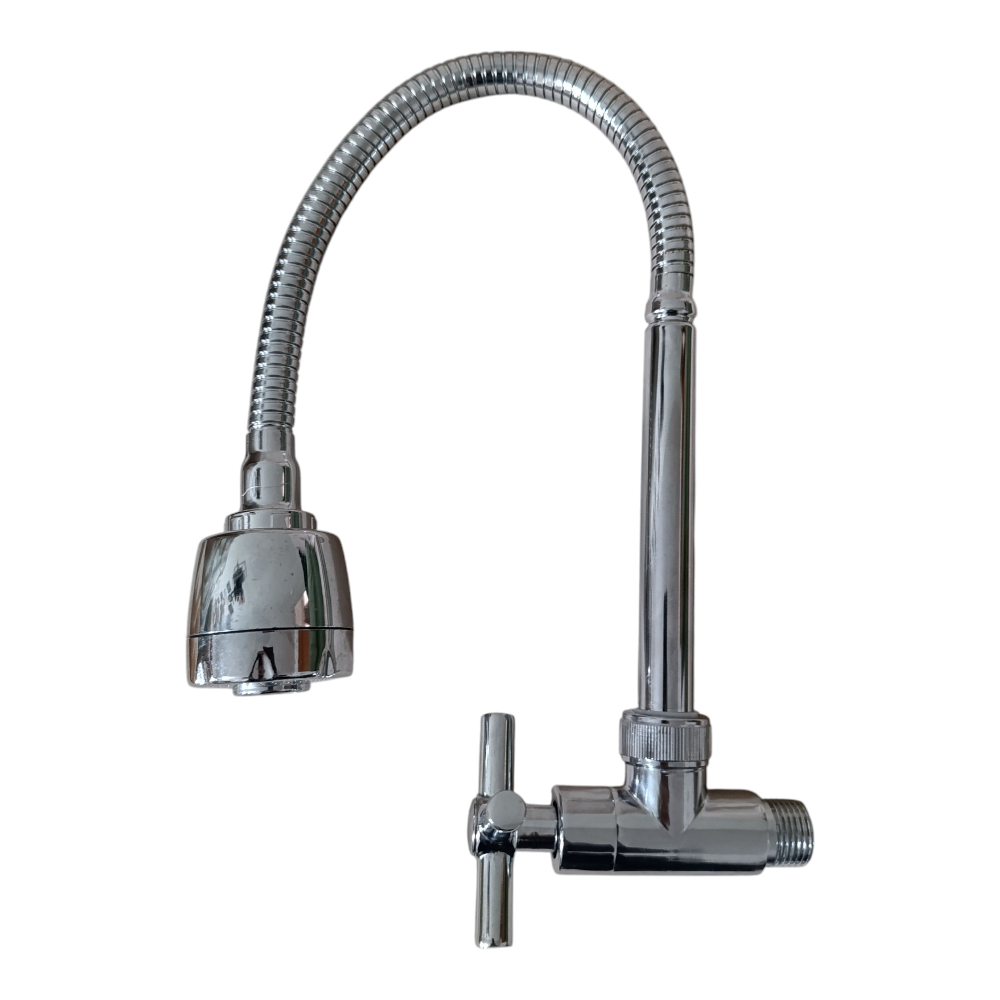 Grifo Caño Cocina Cruceta Pared Flexible Acero Cromado semi pesado