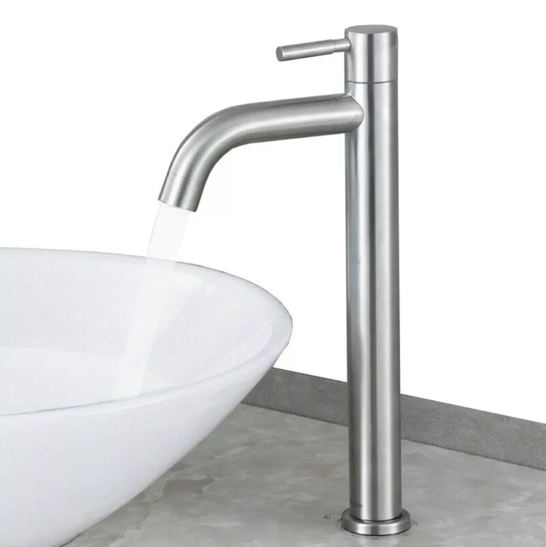 Grifo Caño Ovalin o bowl Liviano de 30cm de Acero Satinado Mate