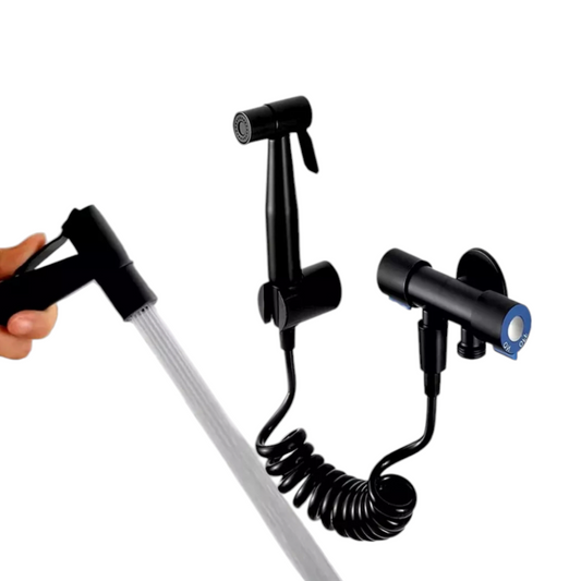 Ducha Higiénica Bide Acero Negro Mate con Manguera Flexible 150Mts