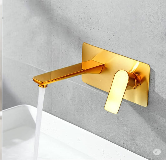 Grifo de Lavabo Empotrado Monomando Dorado - Elegancia para tu Baño