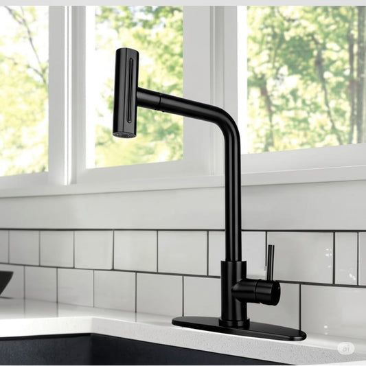 Grifo Mezcladora Cocina Mueble con 4 Modos de Flujo Negro Mate