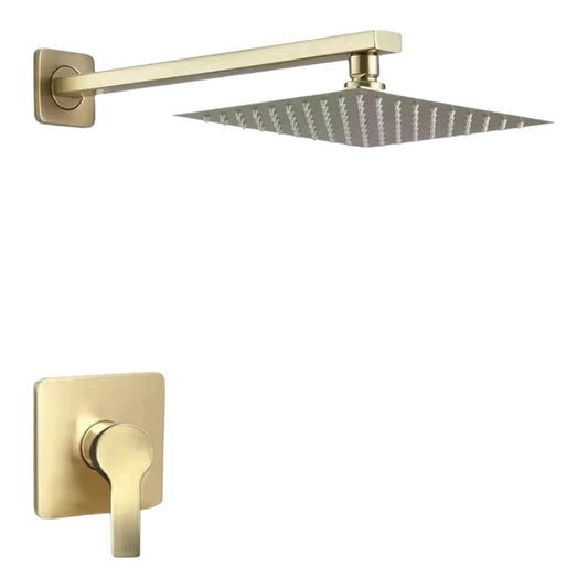 Combo Ducha 20cm Mezcladora frío Caliente Dorado Mate Acero Inoxidable