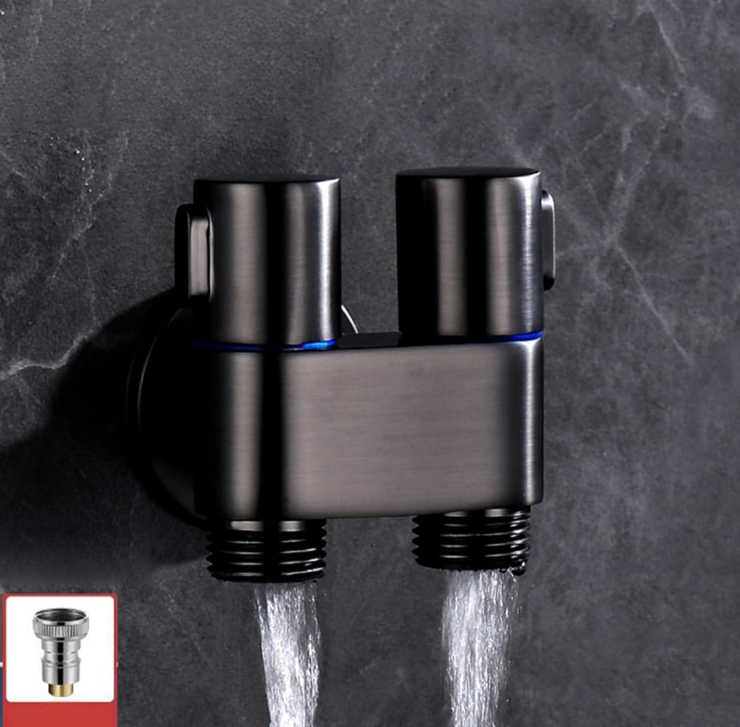 Válvula Doble Angular para Bidé o Inodoro Negro Mate  Acero Pesado