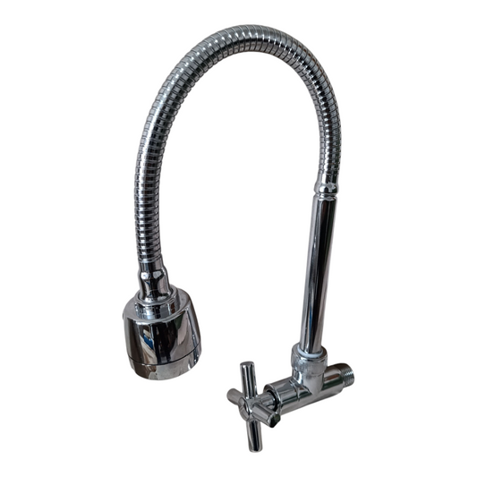 Grifo Caño Cocina Cruceta Pared Flexible Acero Cromado semi pesado