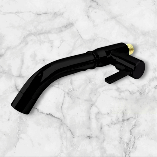 Grifo Caño Pared Bronce Negro Mate para Lavatorio pico minimalista