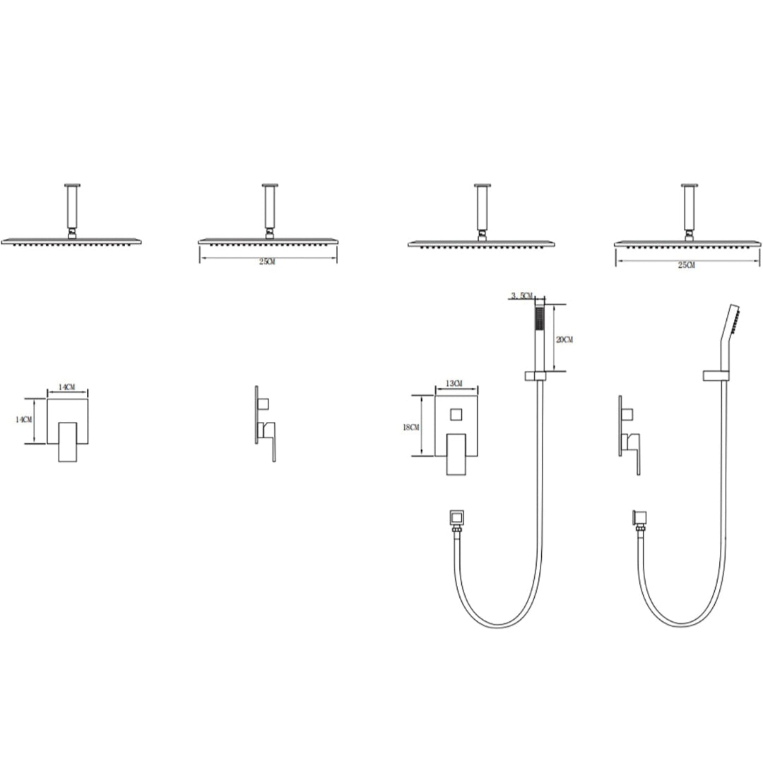 COMBO Set Mezcladora Ducha 25cm Completo Gun Grey Acero Inoxidable