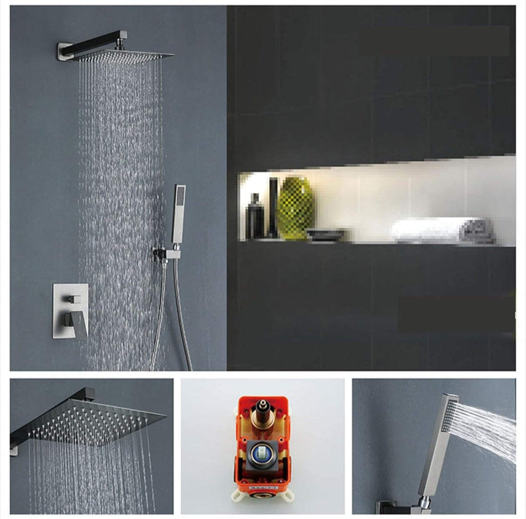 COMBO Set Mezcladora Ducha 25cm Completo Gun Grey Acero Inoxidable