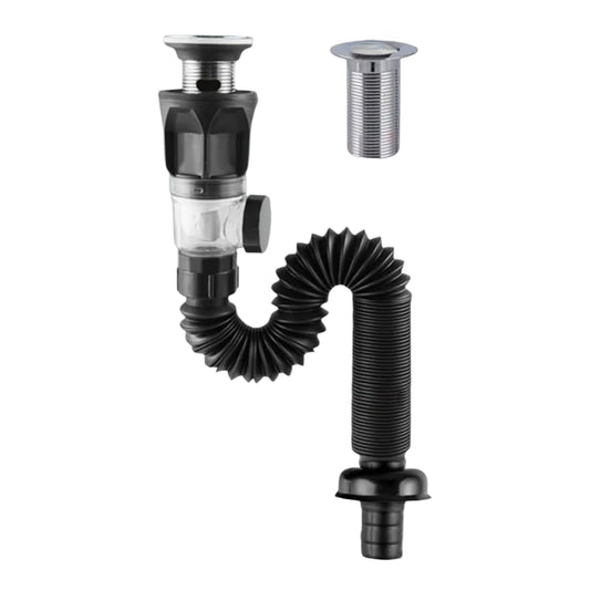 Desague Sifón flexible Negro con anti olor Push para Cocina o Baño