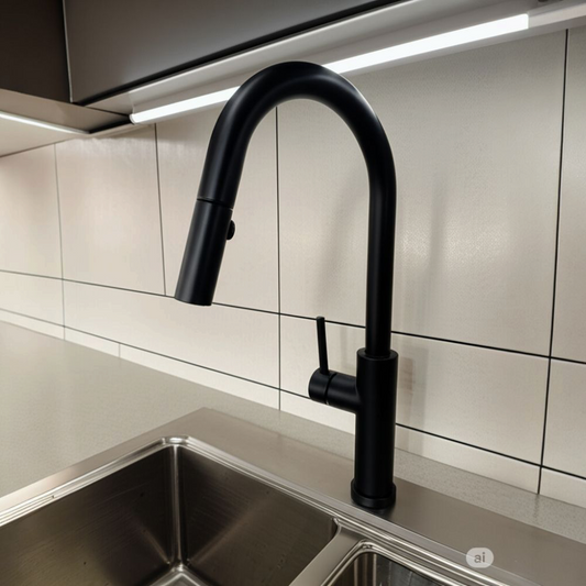 Grifo de Cocina Monomando Extraíble Moderno Negro Mate