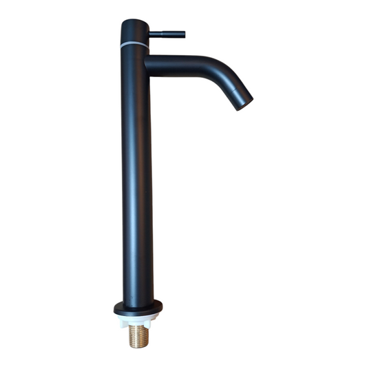 Grifo Caño Ovalin o bowl Liviano de 30cm de Acero Negro Mate