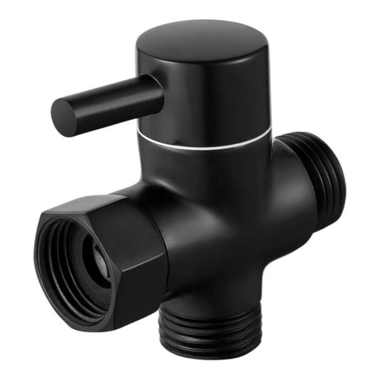 Válvula Desviadora para Cabezal de Ducha o bidé Negro Mate en Acero