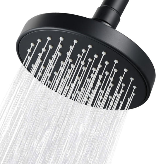 Cabezal de ducha redonda de 10cm ABS Negro Mate con brazo16cm ABS