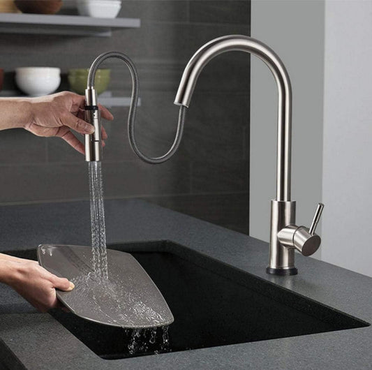 Grifo de Cocina Monomando Extraíble Moderno Acero Mate